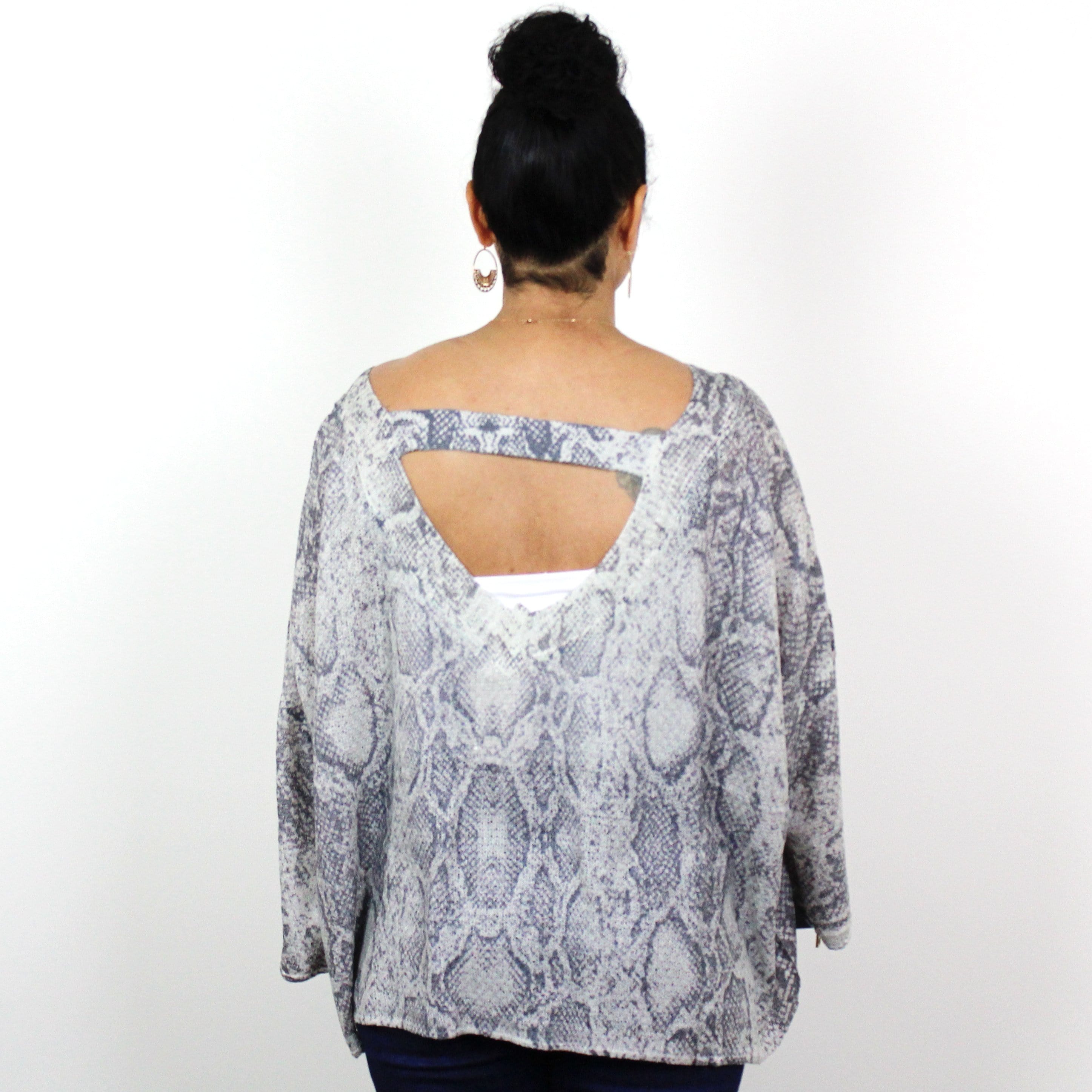 Taupe Grey Snake Sweater Top
