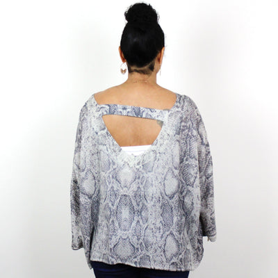 Taupe Grey Snake Sweater Top