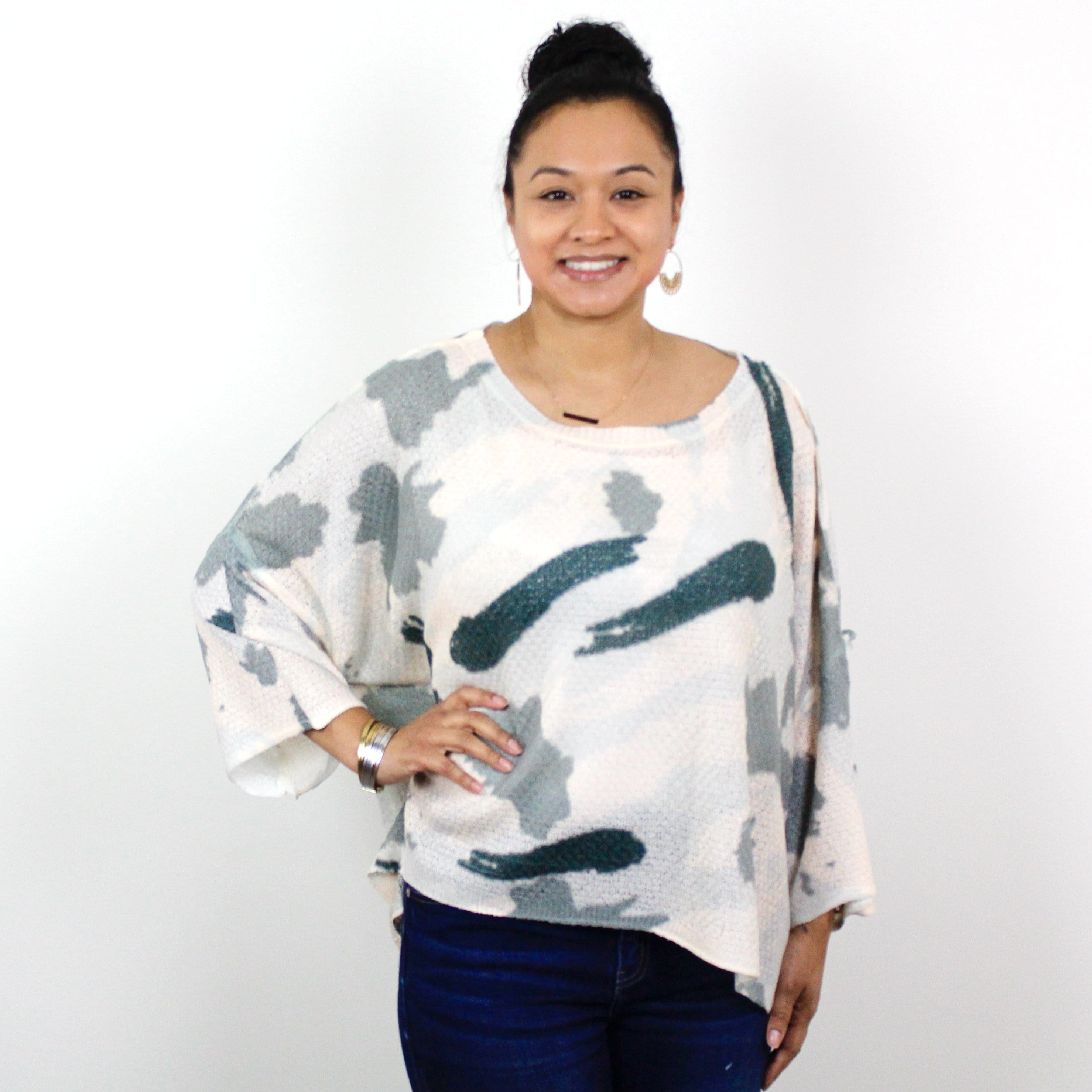 Lightweight Camo Sweater Top