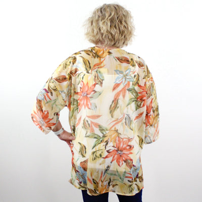 Yellow Leaf Chiffon Kimono