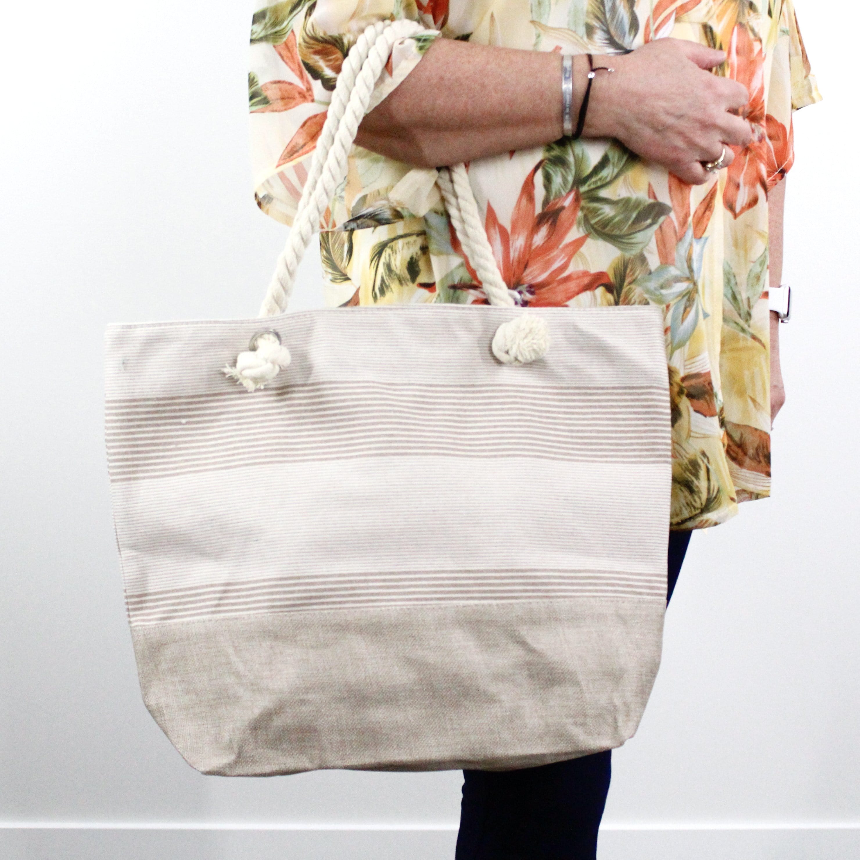 Taupe Stripe Tote