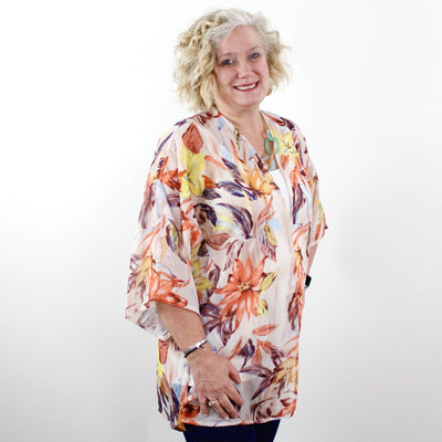 Peach Leaf Chiffon Kimono