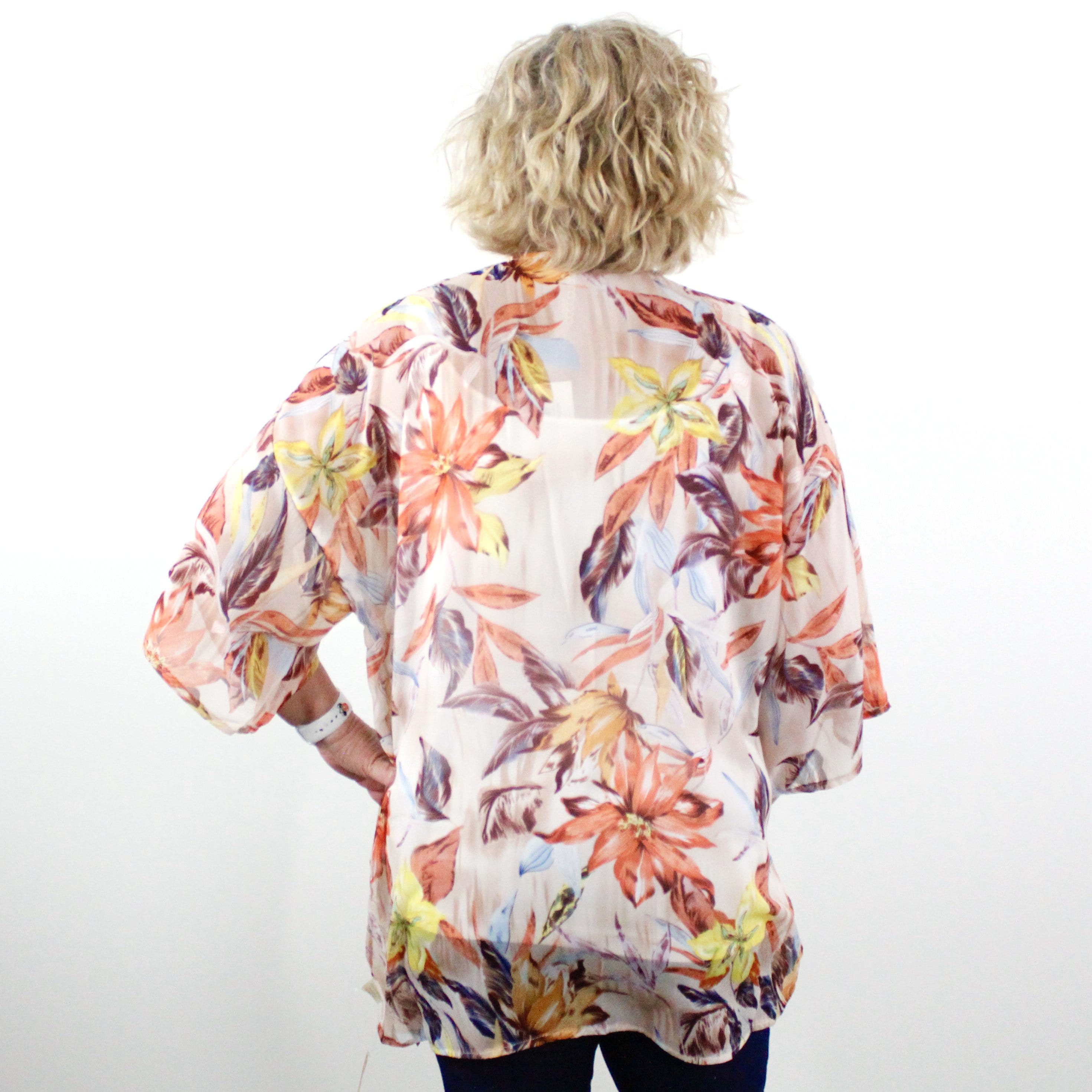 Peach Leaf Chiffon Kimono