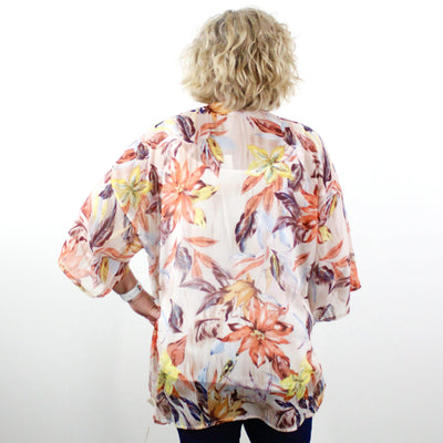 Peach Leaf Chiffon Kimono