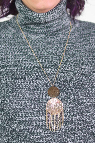 Disc Chain Long Necklace