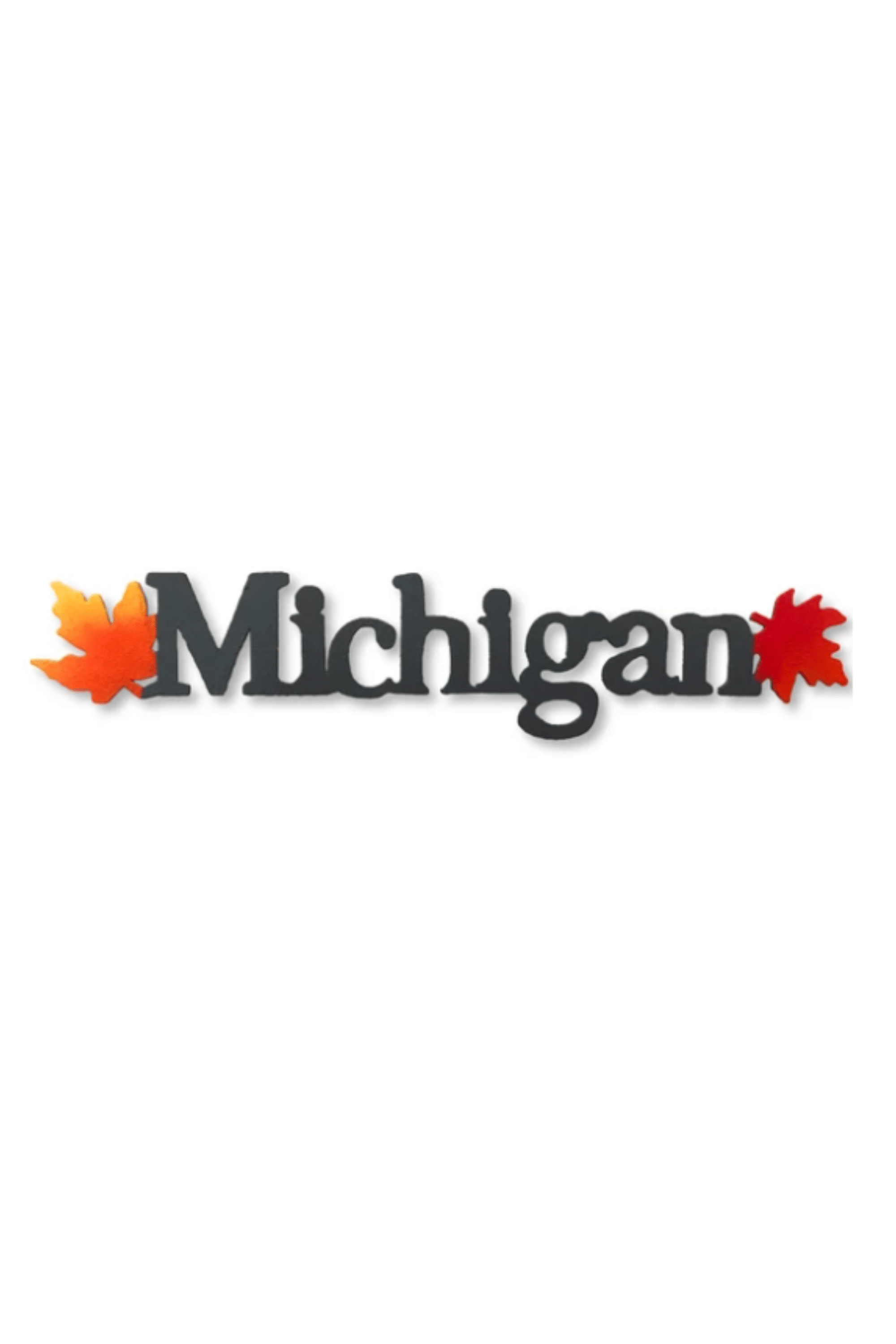 "Michigan" w/Leaves Magnet Grey