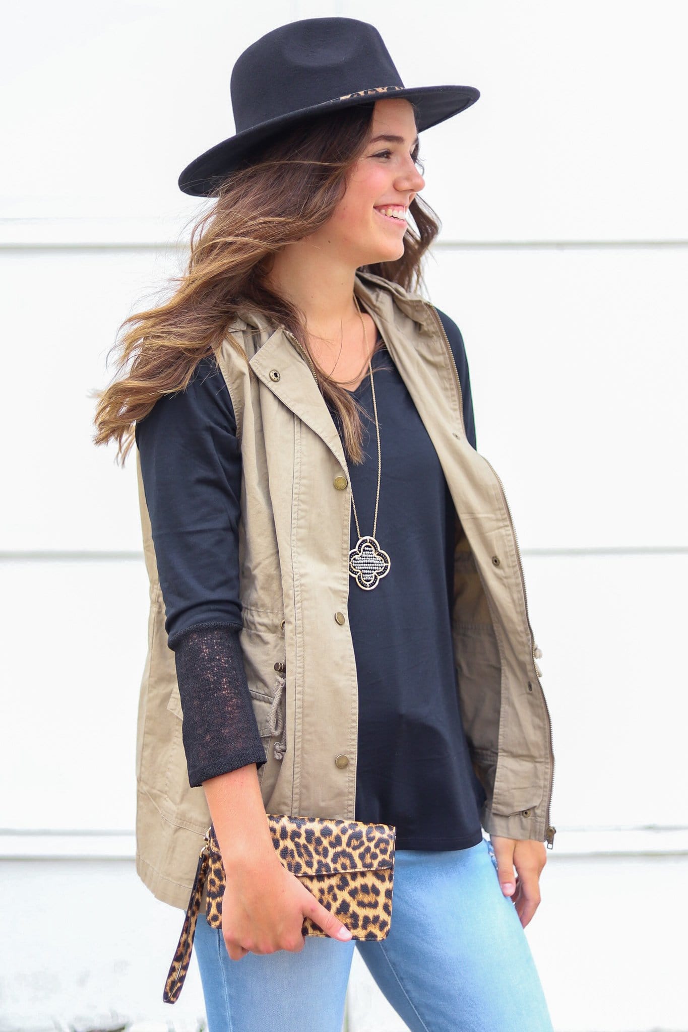Drawstring Hoodie Vest