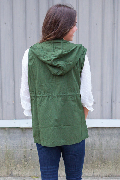 Drawstring Hoodie Vest