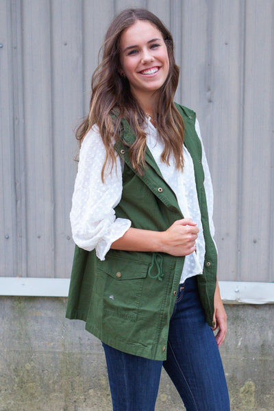Drawstring Hoodie Vest
