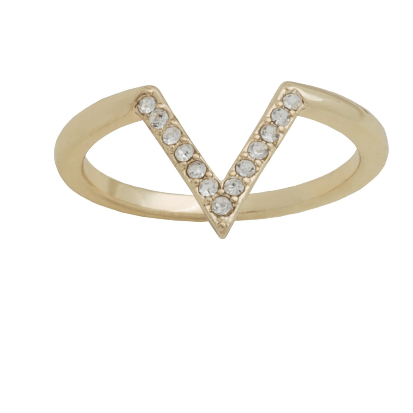 CZ V Shape Gold Layer Ring