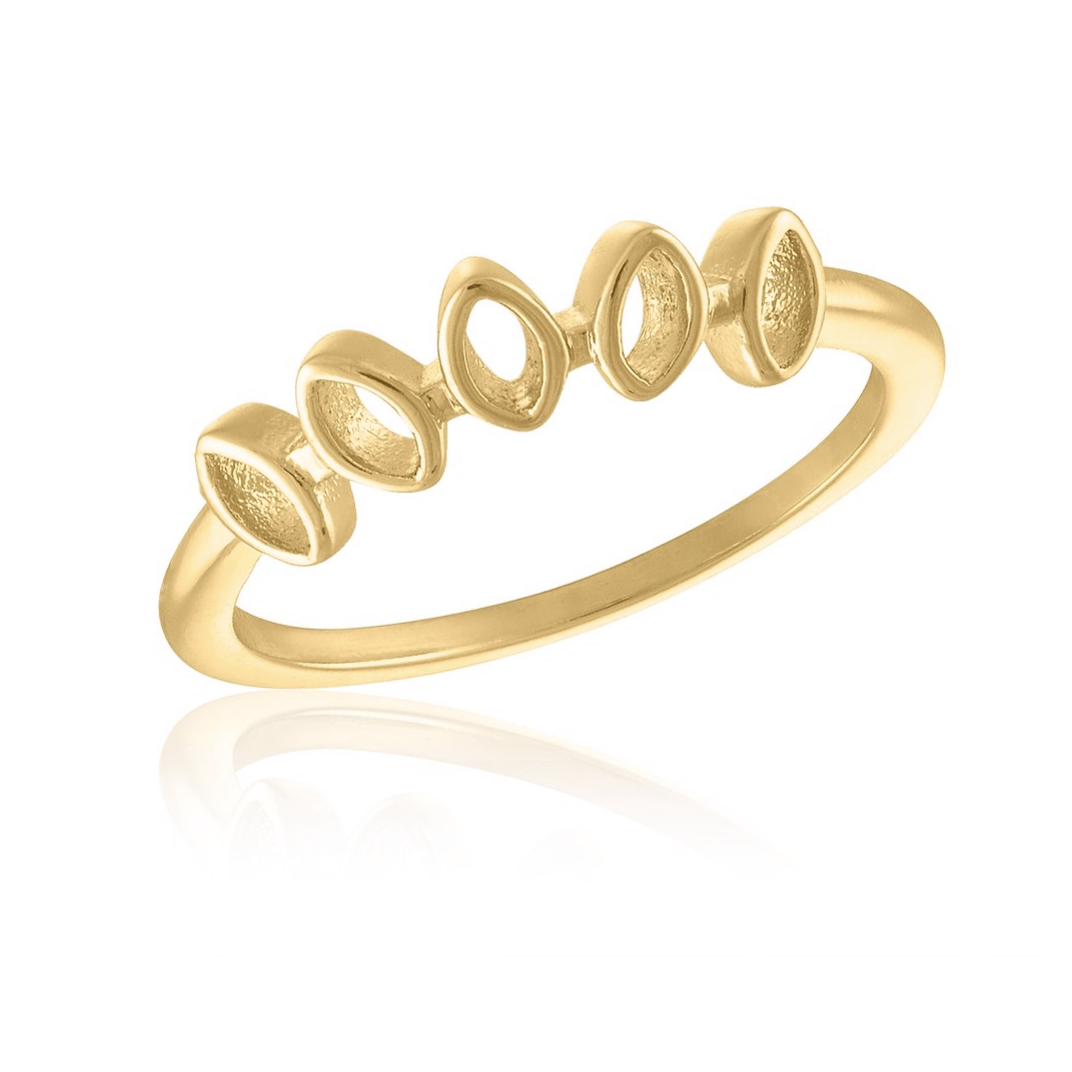Five CZ Teardrop Gold Ring