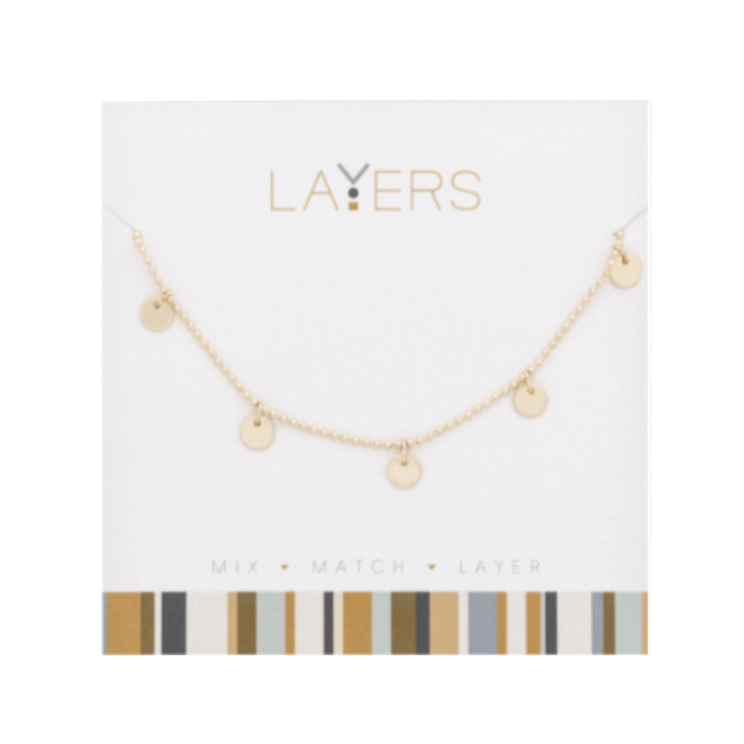 Gold Flat Disc Layer Necklace