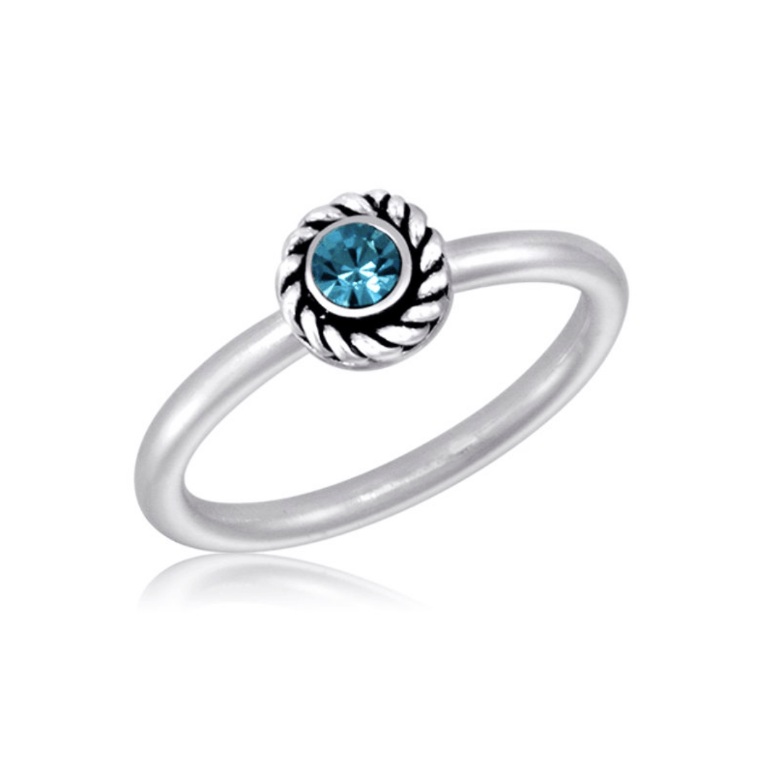 Blue Round Plain Stack Ring