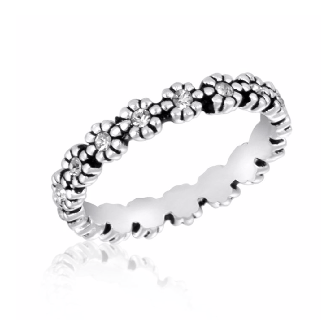 CZ Flower Stack Ring