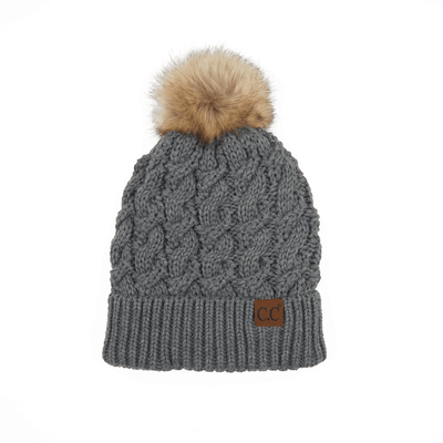 Ribbed Knit Pom Beanie