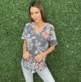 Vneck Floral Top