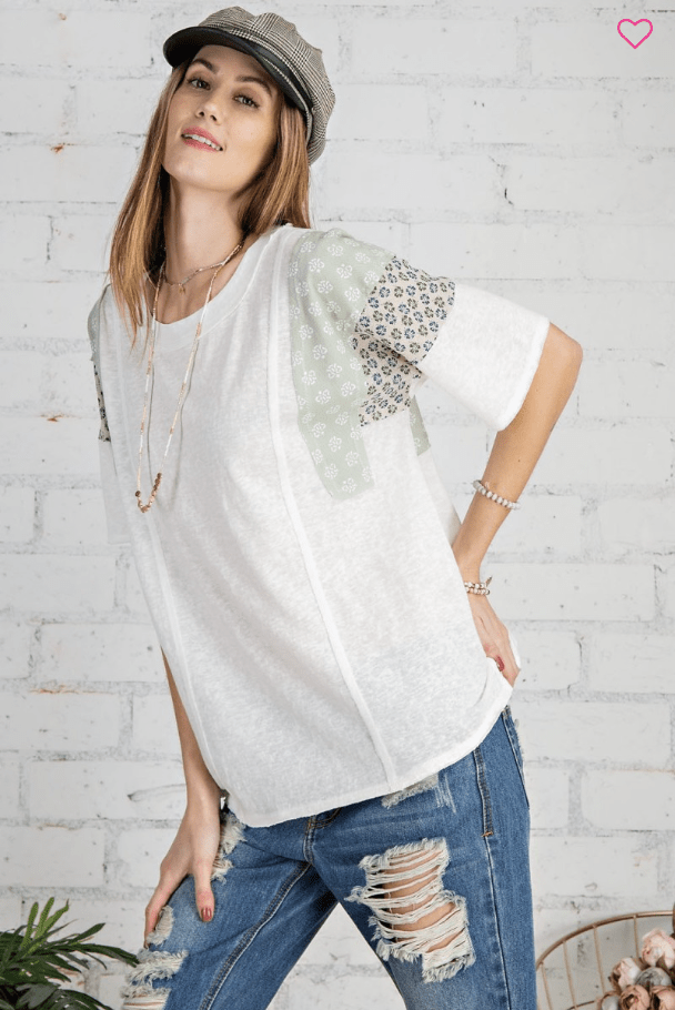 Mix Print Slouchy Top