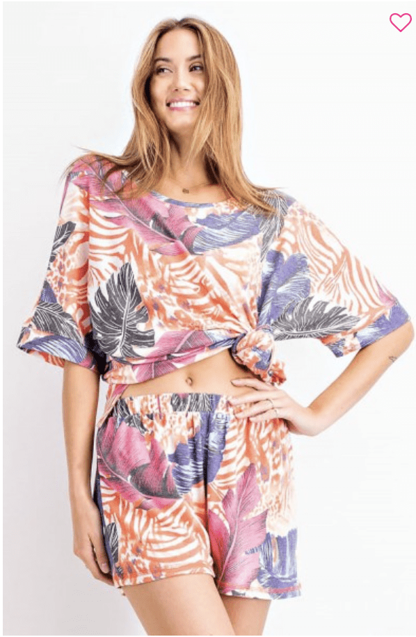 Tropical Print Boxy Top