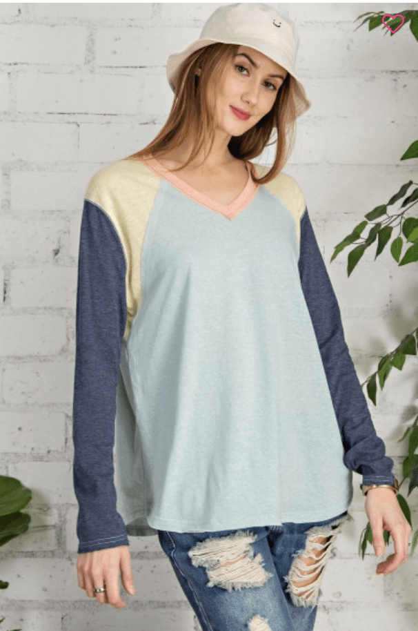 Faded Blue Multi Color Top