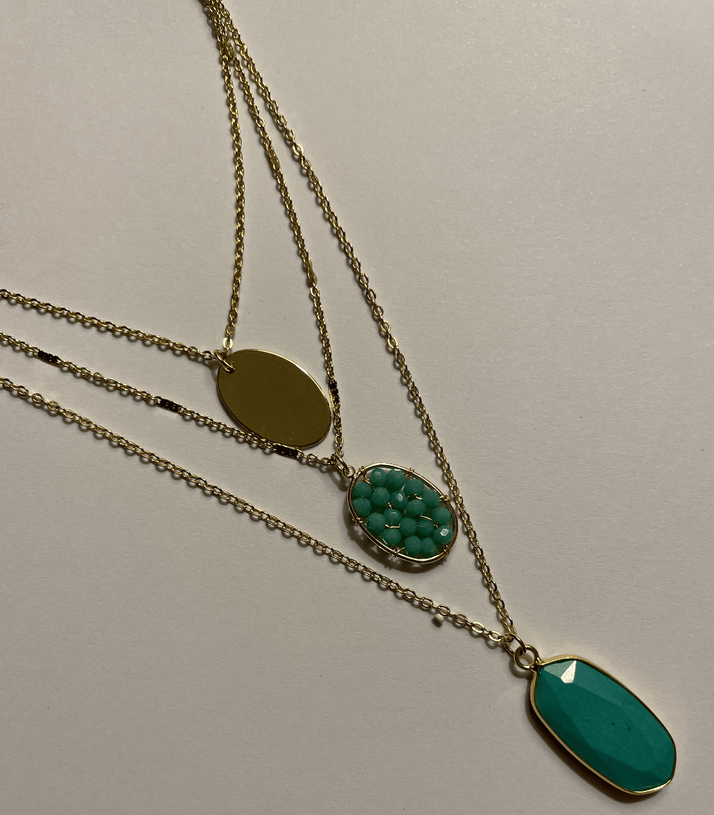 Triple Aqua Stone Necklace