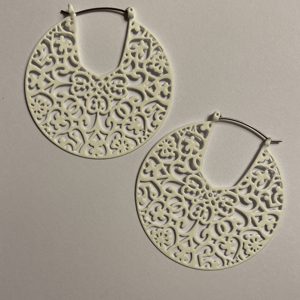 White Filigree Earring