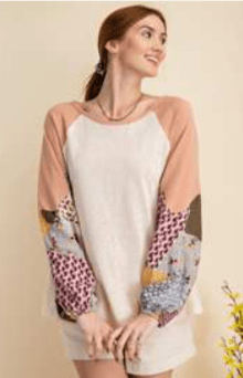COLOR BLOCK COTTON SLUB KNIT TOP