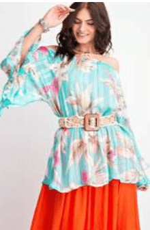CHIFFON SATIN MIX PRINT OVERSIZED TUNIC