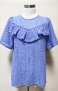 Blue Ruffle Textured Top