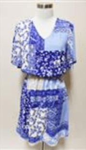 Blue Patchwork Floral Dress - Preorder