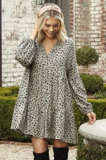 Sage Leopard Maybell Flounce Dress