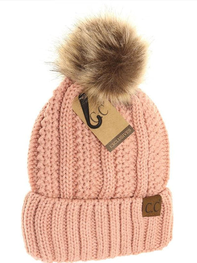 Fuzzy Lined Fur Pom  CC Beanie -Brights - 2021