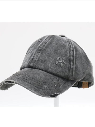 Distressed & Washed Denim Pony Cap