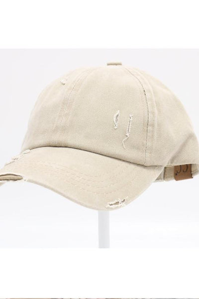 Distressed & Washed Denim Pony Cap
