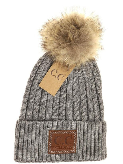 Double Braided Pom Beanie