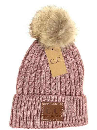 Double Braided Pom Beanie