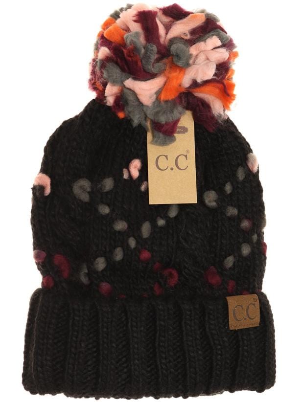 Chunky Knit Yarn Pom Beanie