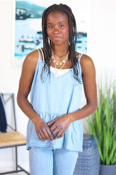 Chambray Peplum Tank