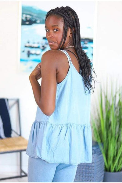 Chambray Peplum Tank