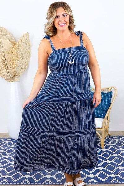 Striped Tiered Maxi Dress