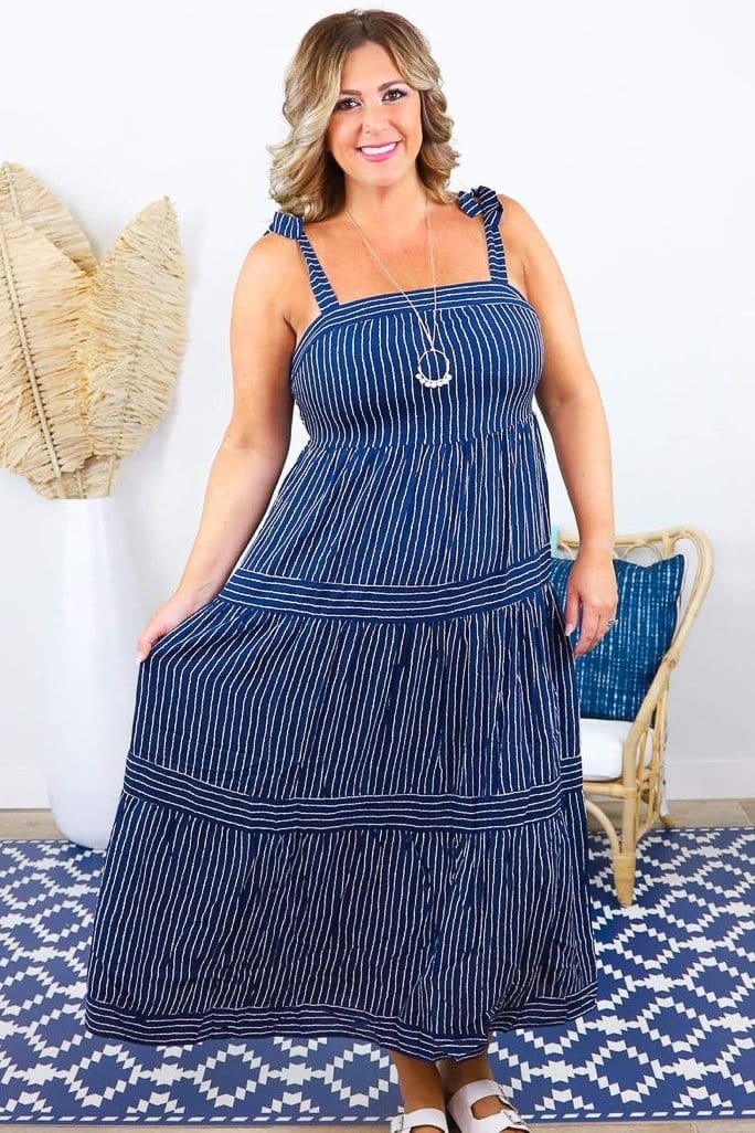 Striped Tiered Maxi Dress