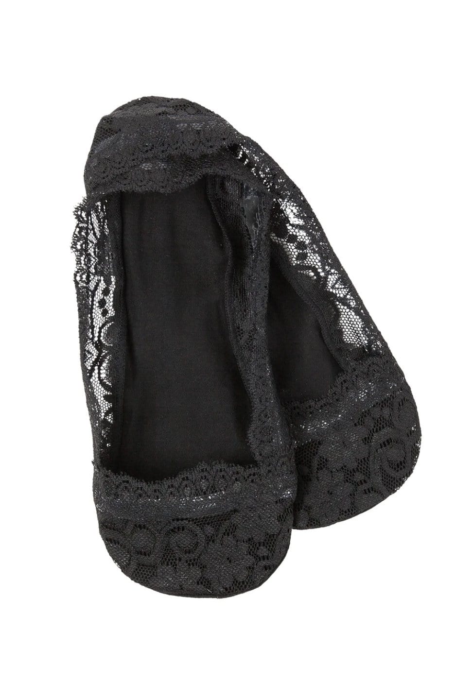 black lacey textured footsie sock