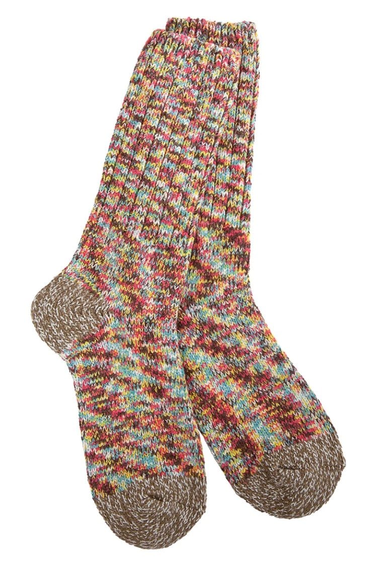 rainbow chunky knit toe and heel socks