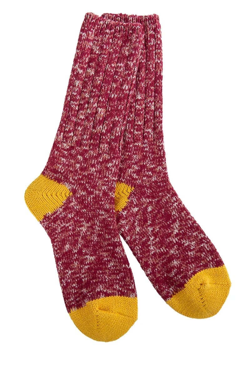 red body yellow toe and heel soft socks