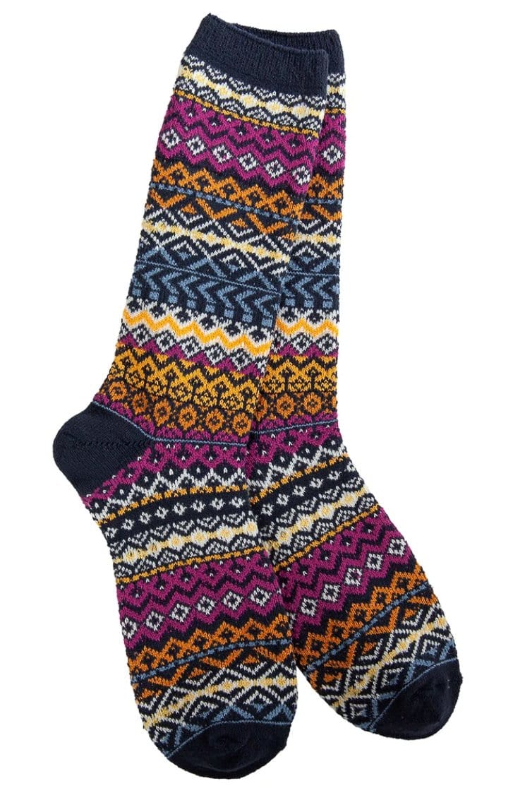 purple white blue orange striped patterned socks