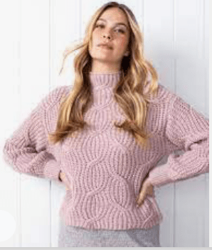 Lilac Mist Mock Neck Boucle Sweater