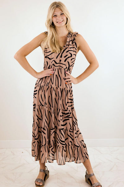Tan Stripe Indy Maxi Dress