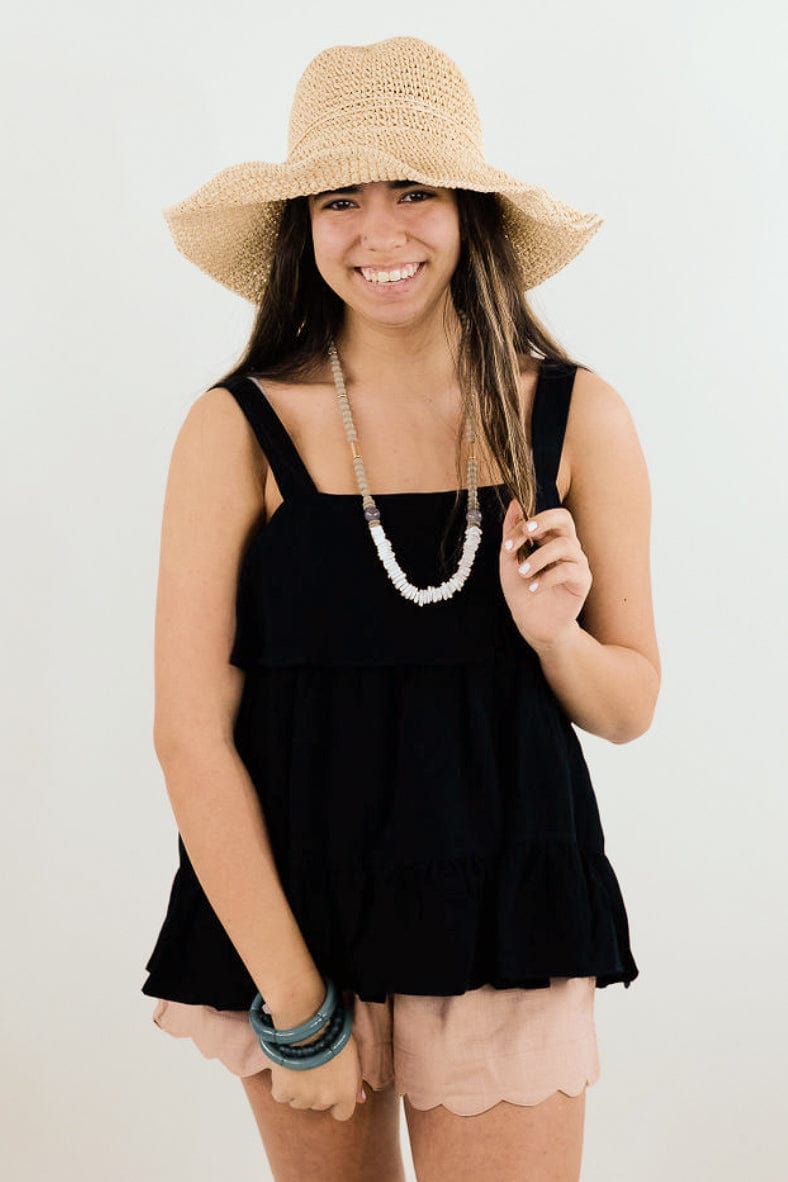 Black Flow Tank w/Decorative Straps