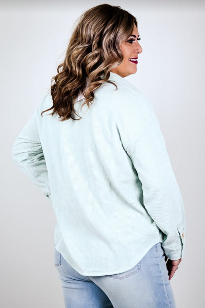 Mint Soft Corduroy Button Jacket