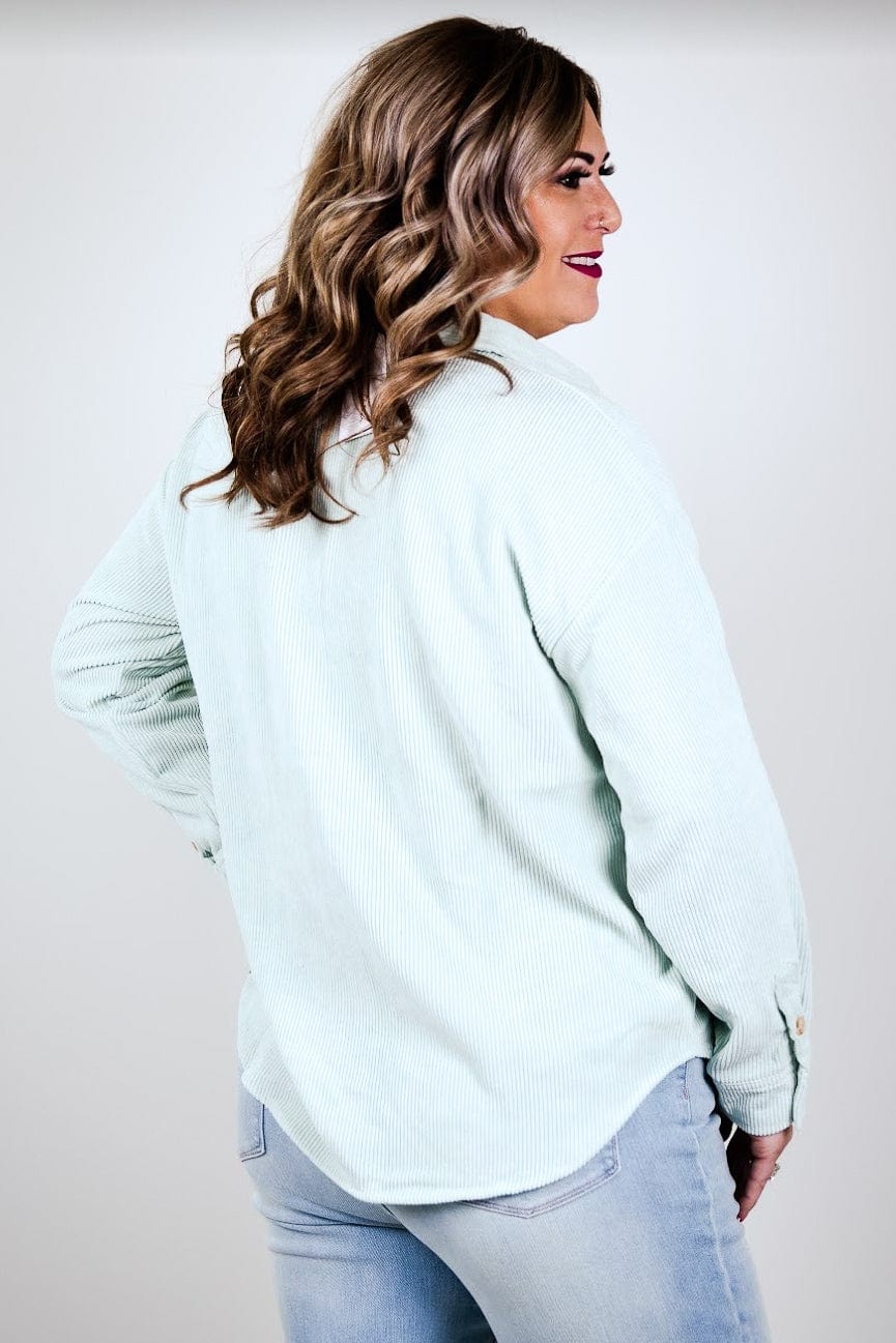 Mint Soft Corduroy Button Jacket