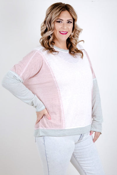 Colorblock Knit Long Sleeve Top
